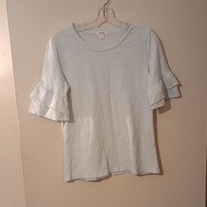 Dylan White Ruffled Short Sleeve Tunic